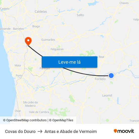 Covas do Douro to Antas e Abade de Vermoim map