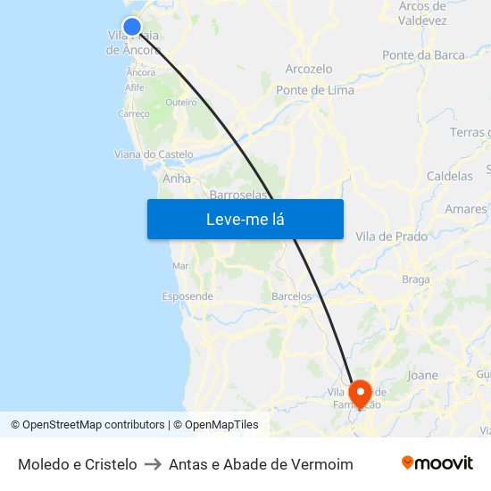 Moledo e Cristelo to Antas e Abade de Vermoim map