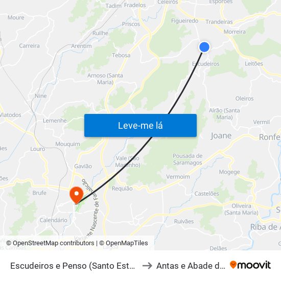 Escudeiros e Penso (Santo Estêvão e São Vicente) to Antas e Abade de Vermoim map