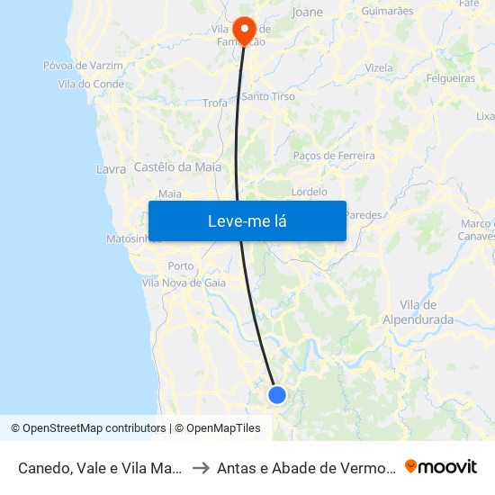 Canedo, Vale e Vila Maior to Antas e Abade de Vermoim map