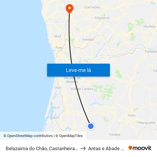 Belazaima do Chão, Castanheira do Vouga e Agadão to Antas e Abade de Vermoim map