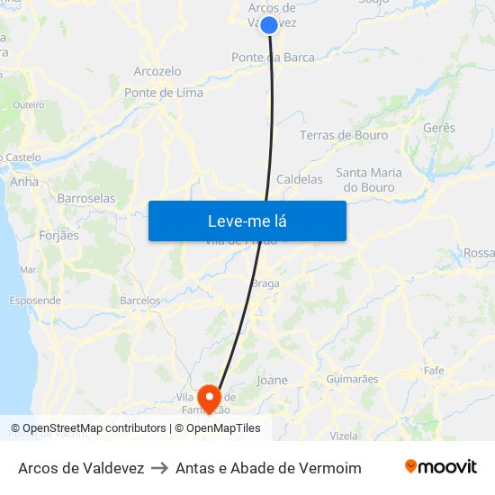 Arcos de Valdevez to Antas e Abade de Vermoim map