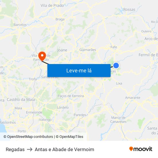 Regadas to Antas e Abade de Vermoim map