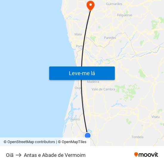 Oiã to Antas e Abade de Vermoim map