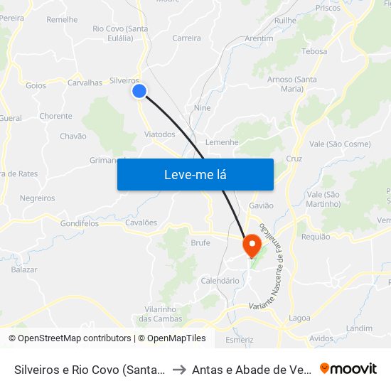 Silveiros e Rio Covo (Santa Eulália) to Antas e Abade de Vermoim map