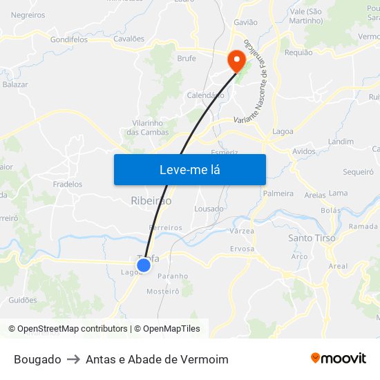 Bougado to Antas e Abade de Vermoim map
