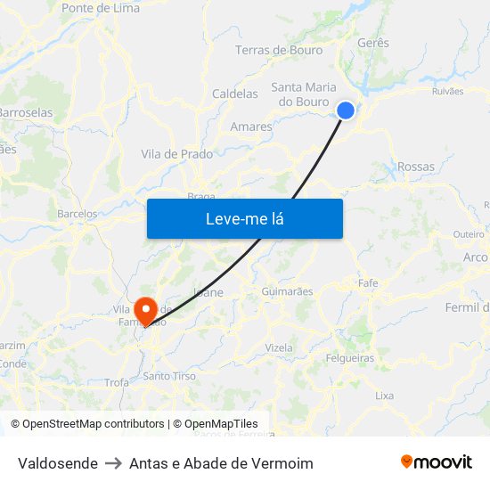 Valdosende to Antas e Abade de Vermoim map