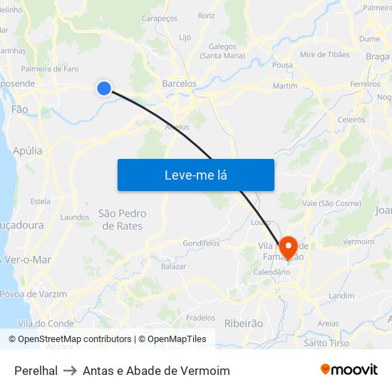 Perelhal to Antas e Abade de Vermoim map