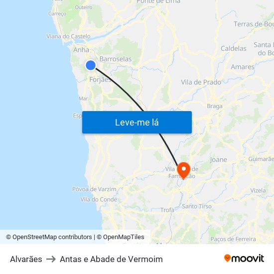 Alvarães to Antas e Abade de Vermoim map