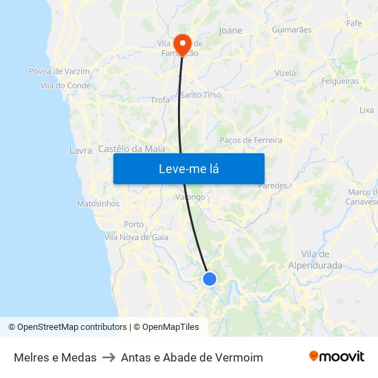 Melres e Medas to Antas e Abade de Vermoim map