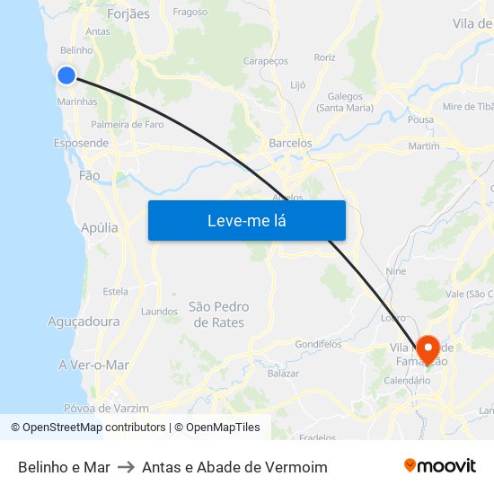 Belinho e Mar to Antas e Abade de Vermoim map