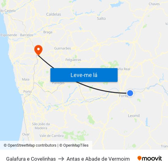 Galafura e Covelinhas to Antas e Abade de Vermoim map