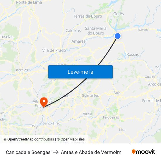Caniçada e Soengas to Antas e Abade de Vermoim map
