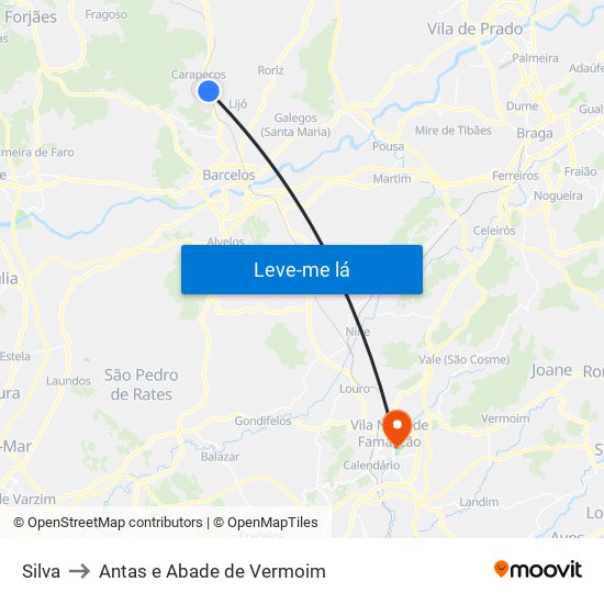 Silva to Antas e Abade de Vermoim map