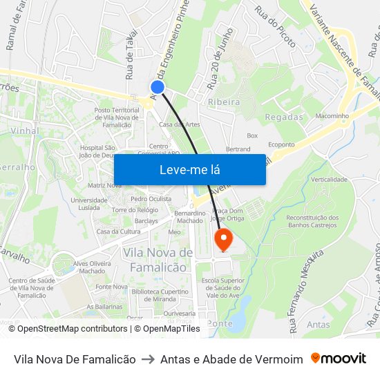 Vila Nova De Famalicão to Antas e Abade de Vermoim map