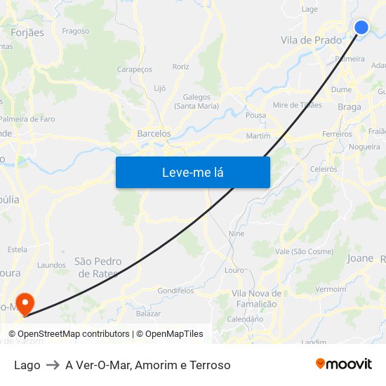 Lago to A Ver-O-Mar, Amorim e Terroso map