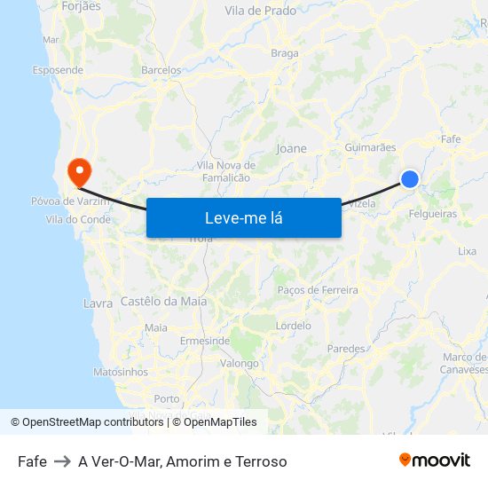 Fafe to A Ver-O-Mar, Amorim e Terroso map