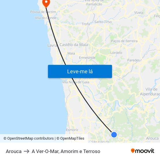 Arouca to A Ver-O-Mar, Amorim e Terroso map