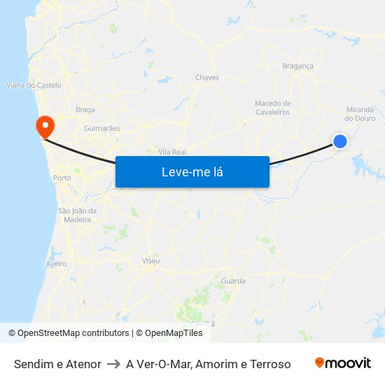 Sendim e Atenor to A Ver-O-Mar, Amorim e Terroso map