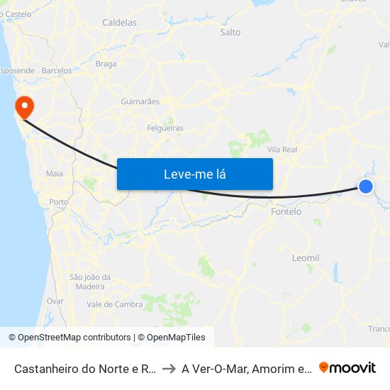 Castanheiro do Norte e Ribalonga to A Ver-O-Mar, Amorim e Terroso map