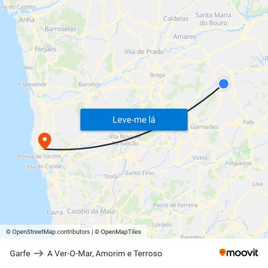 Garfe to A Ver-O-Mar, Amorim e Terroso map