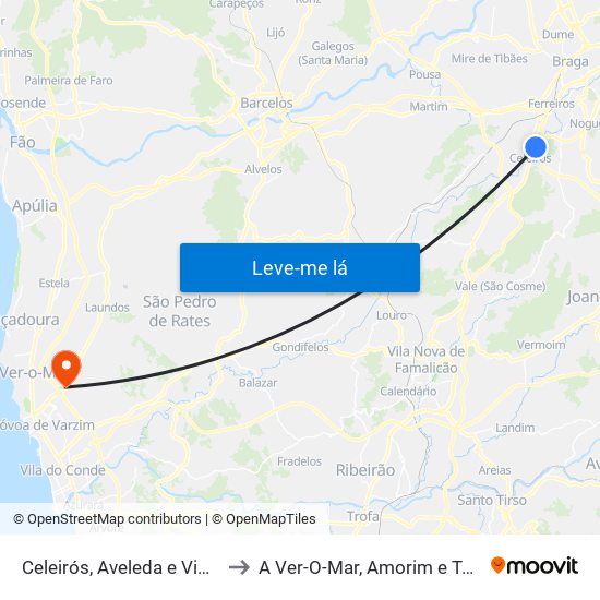 Celeirós, Aveleda e Vimieiro to A Ver-O-Mar, Amorim e Terroso map