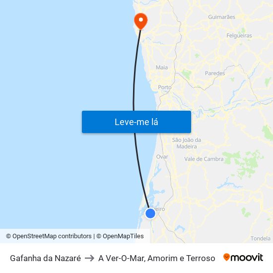 Gafanha da Nazaré to A Ver-O-Mar, Amorim e Terroso map