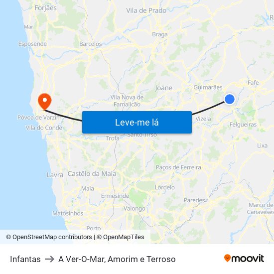 Infantas to A Ver-O-Mar, Amorim e Terroso map
