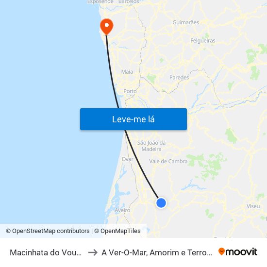 Macinhata do Vouga to A Ver-O-Mar, Amorim e Terroso map