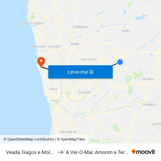 Veade, Gagos e Molares to A Ver-O-Mar, Amorim e Terroso map