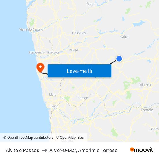 Alvite e Passos to A Ver-O-Mar, Amorim e Terroso map