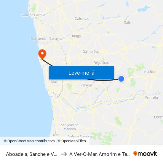 Aboadela, Sanche e Várzea to A Ver-O-Mar, Amorim e Terroso map