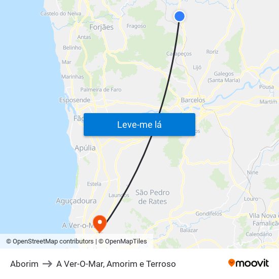Aborim to A Ver-O-Mar, Amorim e Terroso map