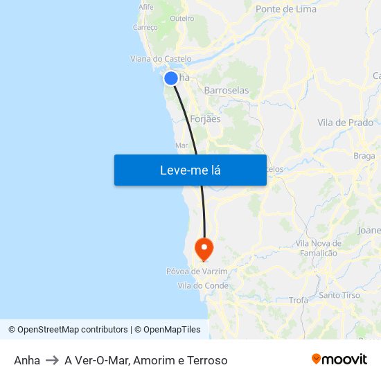 Anha to A Ver-O-Mar, Amorim e Terroso map
