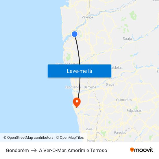 Gondarém to A Ver-O-Mar, Amorim e Terroso map