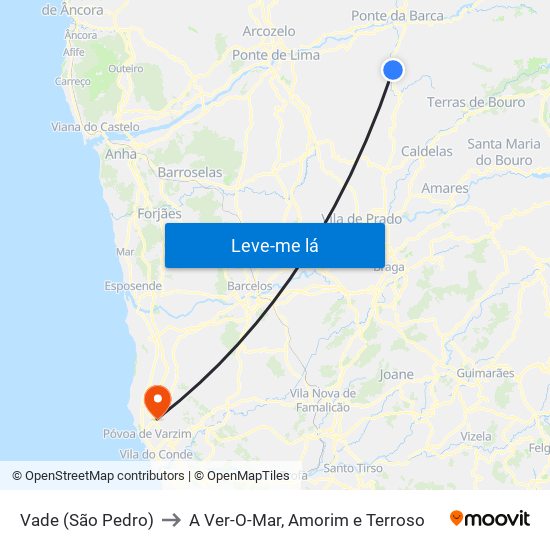 Vade (São Pedro) to A Ver-O-Mar, Amorim e Terroso map