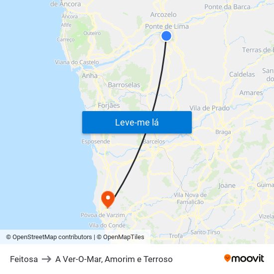 Feitosa to A Ver-O-Mar, Amorim e Terroso map