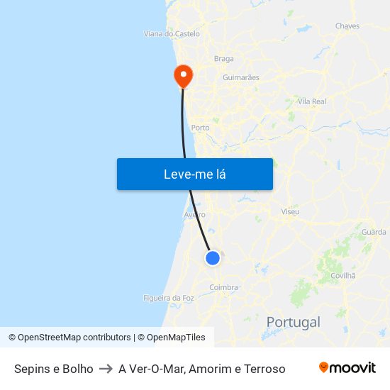 Sepins e Bolho to A Ver-O-Mar, Amorim e Terroso map