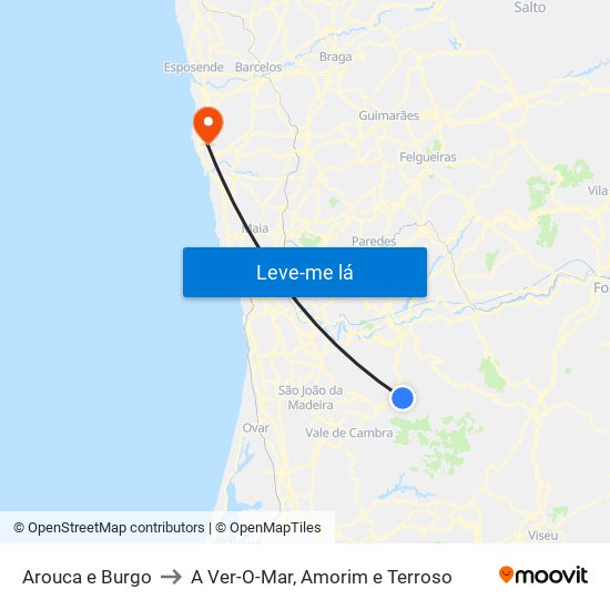 Arouca e Burgo to A Ver-O-Mar, Amorim e Terroso map