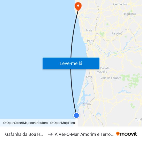 Gafanha da Boa Hora to A Ver-O-Mar, Amorim e Terroso map