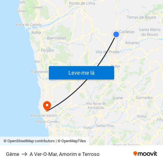 Gême to A Ver-O-Mar, Amorim e Terroso map