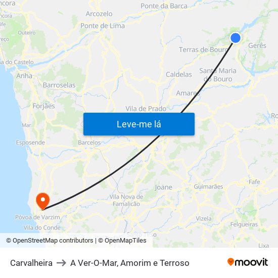 Carvalheira to A Ver-O-Mar, Amorim e Terroso map