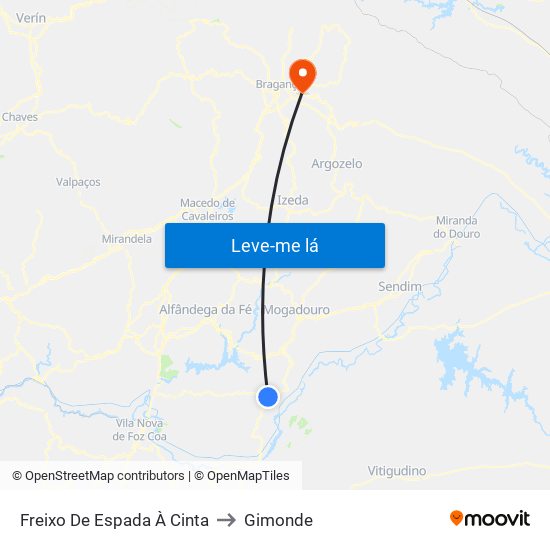 Freixo De Espada À Cinta to Gimonde map