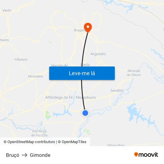 Bruçó to Gimonde map
