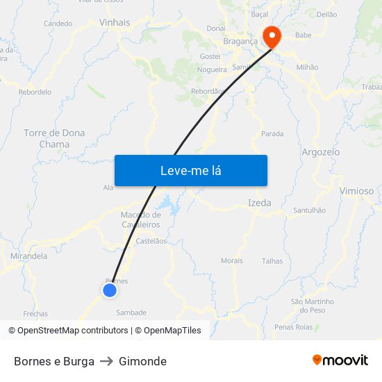 Bornes e Burga to Gimonde map