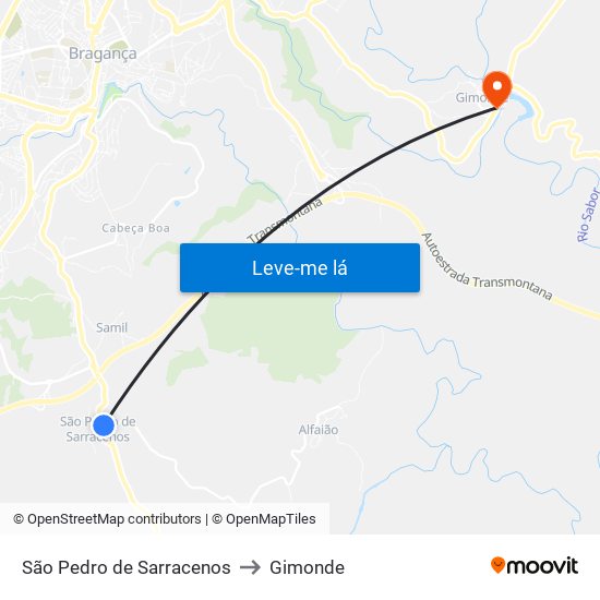 São Pedro de Sarracenos to Gimonde map