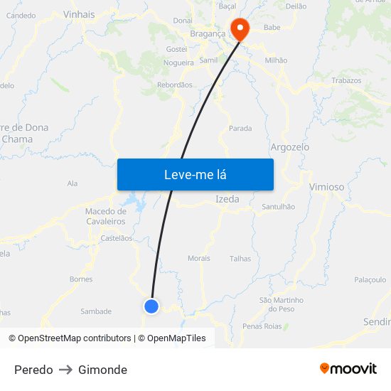 Peredo to Gimonde map