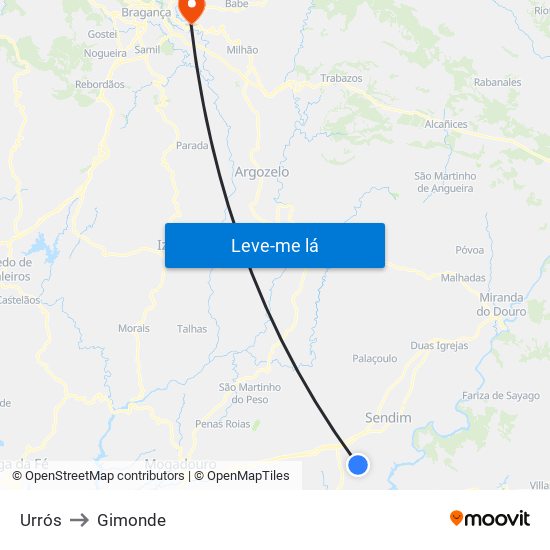 Urrós to Gimonde map
