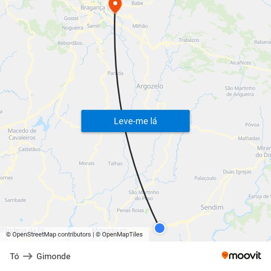 Tó to Gimonde map