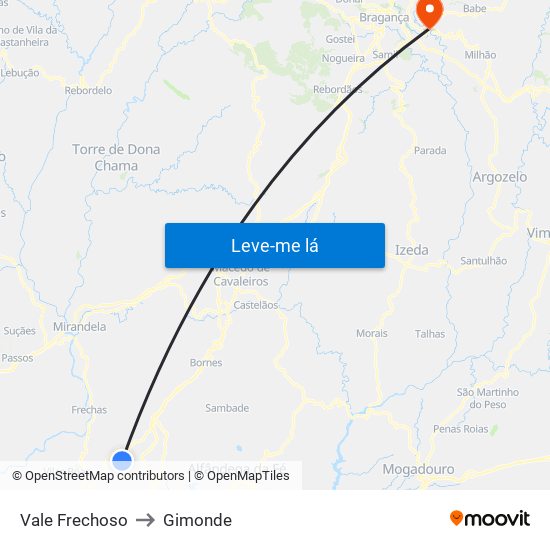 Vale Frechoso to Gimonde map